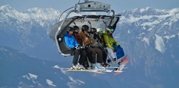 Lyžovačka v stredisku Folgarida-Marilleva v údolí Val di Sole